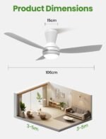 Airwit 106 cm Deckenventilator mit Licht & Fernbedienung, Weiß - Image 8