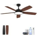 Taloya Smart Deckenventilator LED dimmbar 132 cm Schwarz
