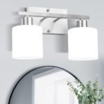 SILAMPDI Badezimmer Wandleuchte 2-flammig E26 Nickel Glas