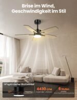 Mefine Deckenventilator 106cm mit LED-Licht & Fernbedienung Holz - Image 2