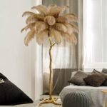 YHYYU LED Stehlampe mit Federn dimmbar 170 cm Braun Gold - Image 8