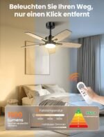 Mefine Deckenventilator 106cm mit LED-Licht & Fernbedienung Holz - Image 3