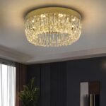 Deckrico LED Kristall-Kronleuchter Gold 50 cm, Modern, Dimmbar