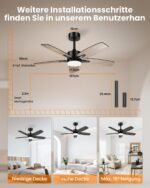 Mefine Deckenventilator 106cm mit LED-Licht & Fernbedienung Holz - Image 9