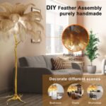 YHYYU LED Stehlampe mit Federn dimmbar 170 cm Braun Gold - Image 2