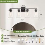 Espird Wandleuchte 4-flammig, Mattschwarz, Spiegel & Schminktisch - Image 3