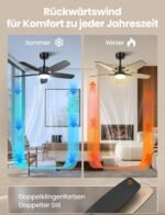 Mefine Deckenventilator 106cm mit LED-Licht & Fernbedienung Holz - Image 5